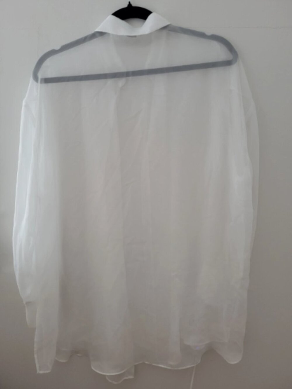Bebe White Sheer Chiffon Button Up Shirt XS Size Long Sleeve Lightweight Blouse - Picture 4 of 9